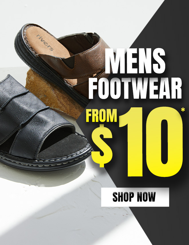 Men's footwear starting at $10 - Discounted shoes and sandals at Rivers