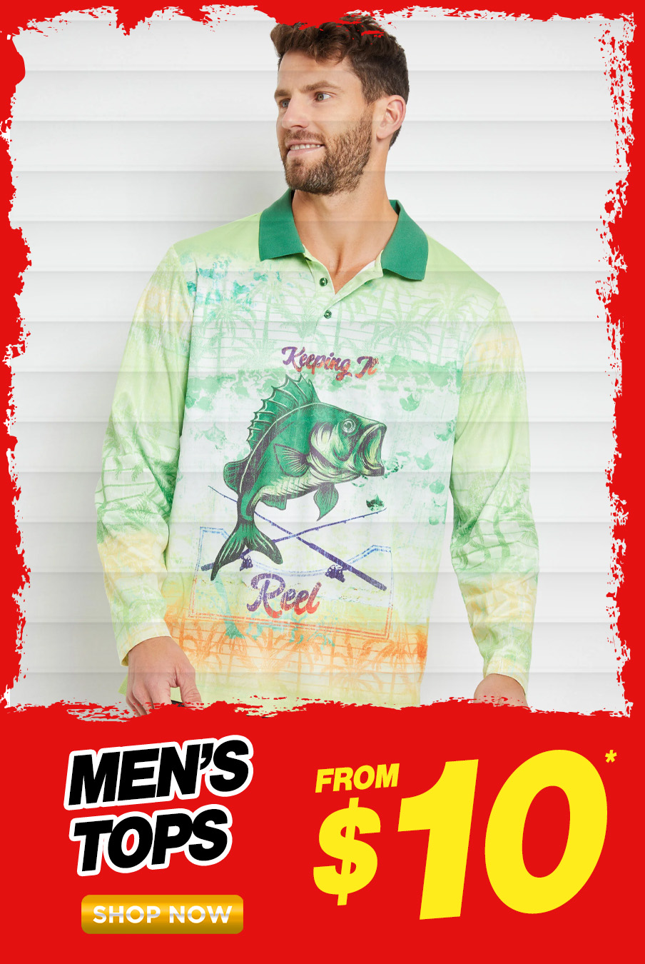 Green men’s printed short-sleeve shirt – On sale for $10 at Rivers’ Black November Warehouse Sale